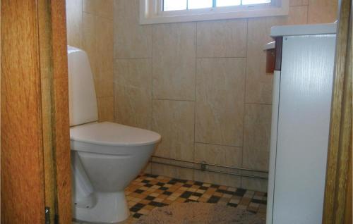 a bathroom with a white toilet in a room at Lovely Home In Nybrostrand With Sauna in Glemminge