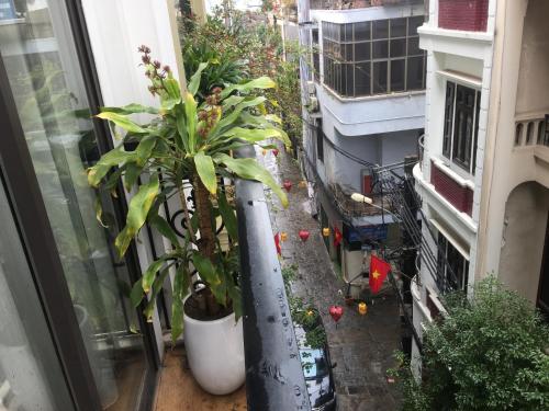 un balcone con piante e una finestra di Happy House 1 a Hanoi