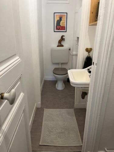 uma casa de banho branca com um WC e um lavatório em Van Gogh's Apartment - Montmartre em Paris