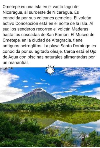 a poem with a picture of a mountain and a lake at Casa Krisdalia in Moyogalpa