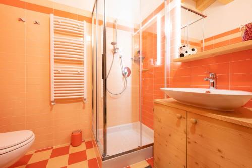 馬津的住宿－Cesa Antermoia，一间带水槽和淋浴的浴室
