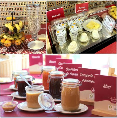 a collage of two pictures of jars of honey at CIS-Ethic Etapes de Val Cenis in Lanslebourg-Mont-Cenis