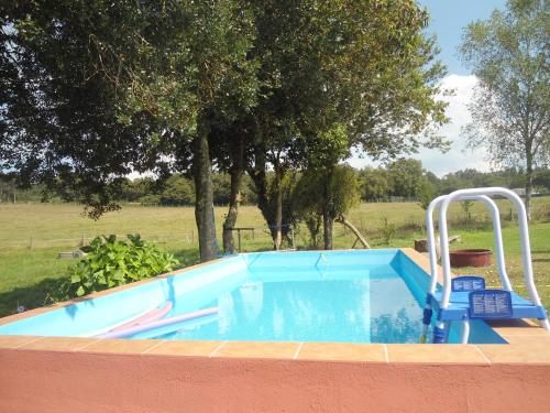 a swimming pool with a slide in a yard at CASA CONCHA in A Estrada