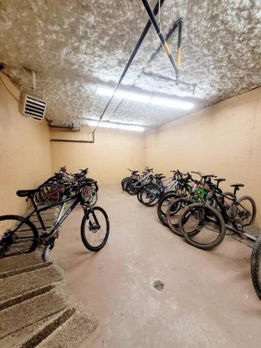 a bunch of bikes parked in a room at Panorama Springs Lodge in Panorama