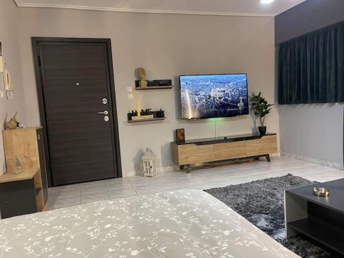 TV a/nebo společenská místnost v ubytování Central Modern Apartment Volos