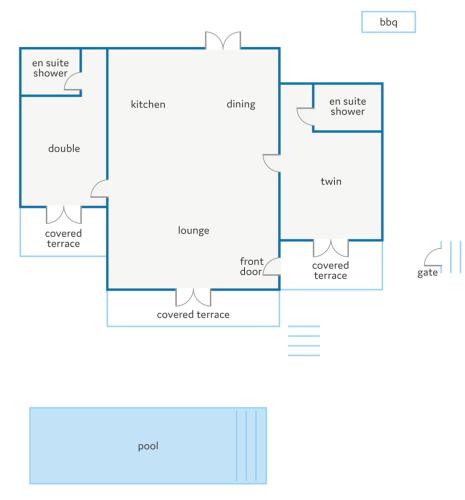 a block diagram of a house at Villa Katoikia Dio by Villa Plus in Simotáta