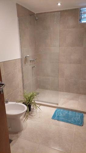 ビヤ・マリアにあるOikos VMのシャワー、トイレ、洗面台付きのバスルーム