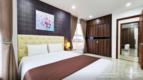 Krevet ili kreveti u jedinici u okviru objekta Căn hộ 3 phòng ngủ newlife bãi cháy