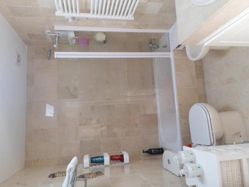 bagno con doccia e servizi igienici di Exquisite modern 2-Bed House in El Pinar de Bedar a Bédar