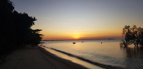 - un coucher de soleil sur une plage bien exposée dans l'établissement Kitu Kiblu, à Baleni