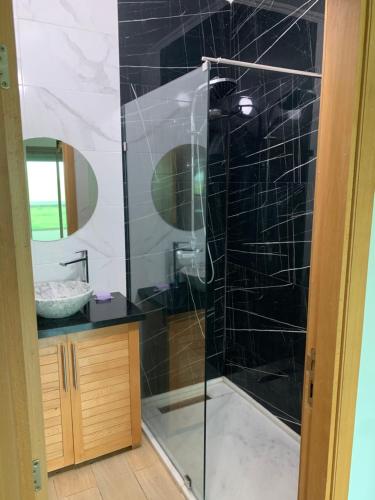 Bilik mandi di Superbe appartement avec piscine et vue mer Résidence Yasmina