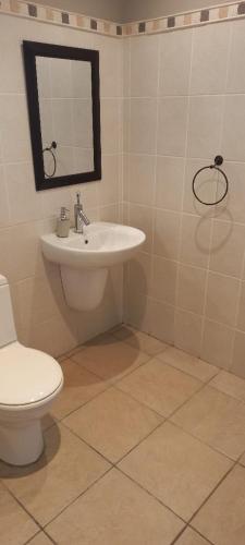 a bathroom with a sink and a toilet at 5 Oyster Crescent Villa Umhlanga in Durban