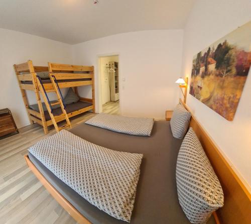 聖恩吉瑪的住宿－King Apartment Luftkurort Bayerischen Wald，客房设有两张床和一张双层床。