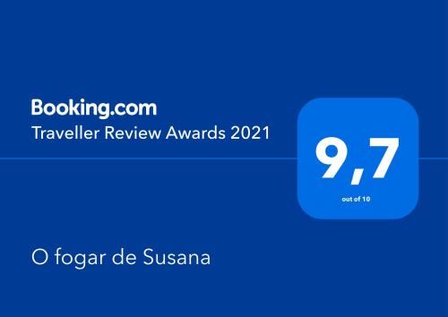 una captura de pantalla de los premios de revisión de viajes en O fogar de Susana, en Baiona