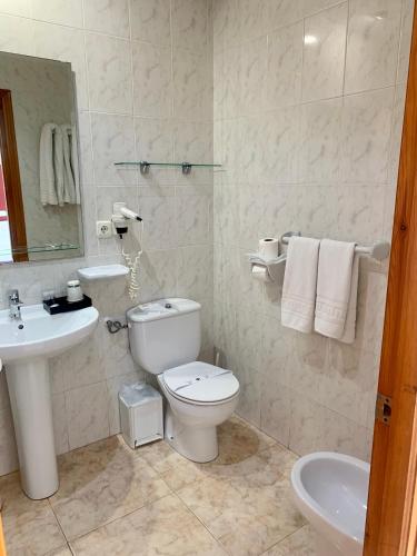 a bathroom with a toilet and a sink at Hospedium Hotel Continental in Mojácar