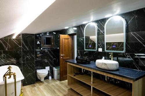 y baño con lavabo y aseo. en Chalet jolie Luxury Vila Sinaia, en Sinaia