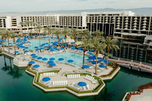 an aerial view of the pool at the resort at JW Marriott Desert Springs Resort & Spa in Palm Desert