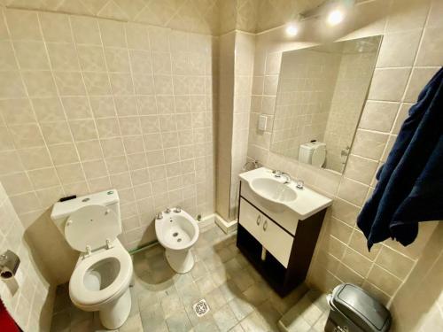 Barraquero的住宿－Vivi Mendoza，白色的浴室设有卫生间和水槽。