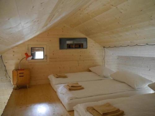 mały pokój z 2 łóżkami na poddaszu w obiekcie Mayen à Etienne w mieście Haudères