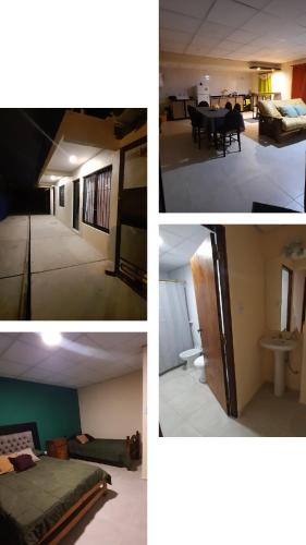 4 fotos diferentes de un dormitorio y una sala de estar en Departamento calle San Martín San Rafael Mendoza en San Rafael