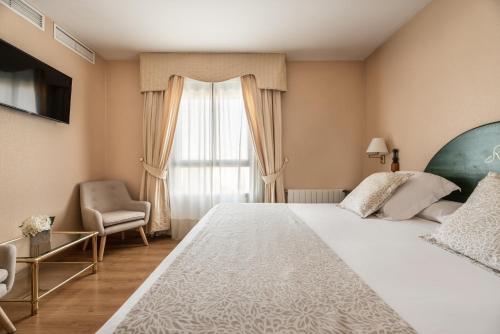 Katil atau katil-katil dalam bilik di Hotel Rio Badajoz