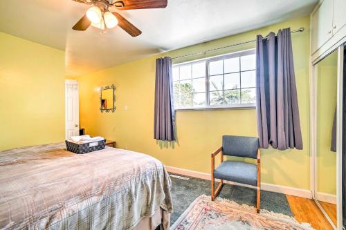 1 dormitorio con 1 cama, 1 silla y 1 ventana en Pet Friendly Santa Clara Home 6 Mi to San Jose!, en Santa Clara