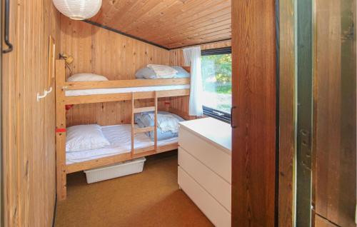 a small room with bunk beds and a window at Cozy Home In Samsø With Kitchen in Nordby