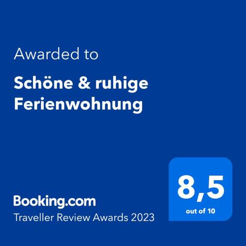 a screenshot of a cell phone with the text awarded to scheme and refugee reinforcements at Schöne & ruhige Ferienwohnung in Pfullingen
