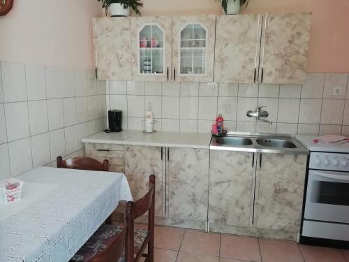 拉札納克的住宿－Apartman Zlata，一个带水槽和桌子的小厨房
