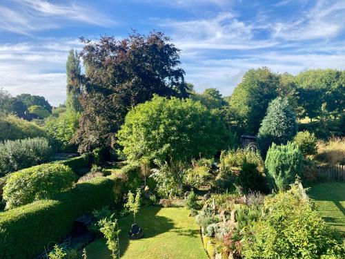 una vista aérea de un jardín con árboles y arbustos en Serviced Studio in Bournville, en Birmingham