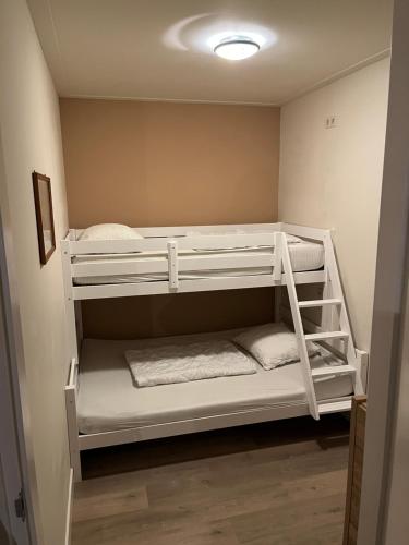 Tempat tidur susun dalam kamar di House in a quiet location in Zeeland 2
