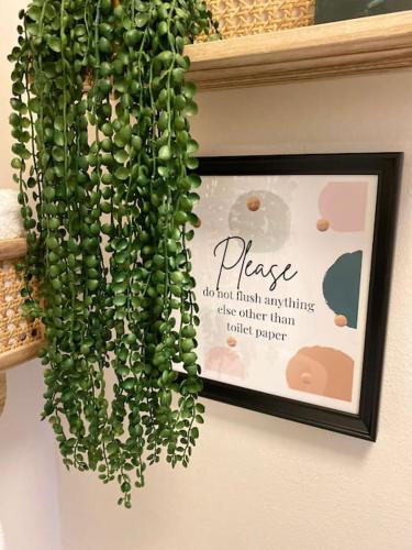 a picture of a plant hanging on a wall at Stylish Apartment in Leafy Ealing in Ealing