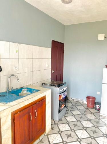 a kitchen with a sink and an oven in it at APEX ANNEX Guest Facility in Buea