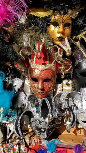 a pile of masks on display in a store at B&B Terre Di Bea in Pederobba