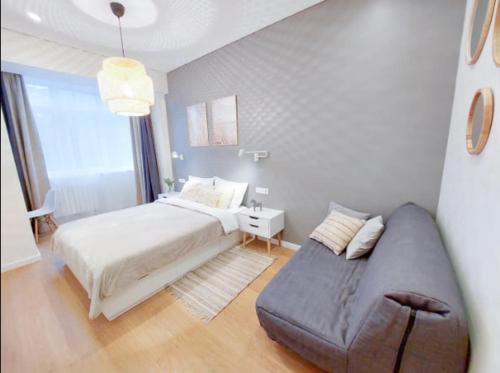 Postel nebo postele na pokoji v ubytování comfortable 2-room apartment
