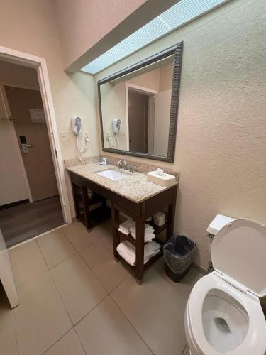a bathroom with a sink and a toilet at Comfort Inn Pinehurst - Southern Pines in Pinehurst