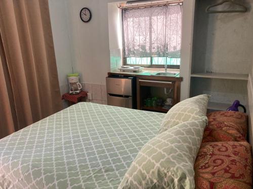 a bedroom with a bed and a window at Caribbean Comfort in Puerto Viejo