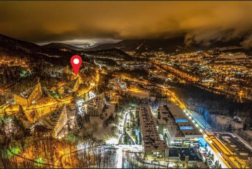 Ein allgemeiner Blick auf Ustroń oder ein Stadtblick von des Hotels aus