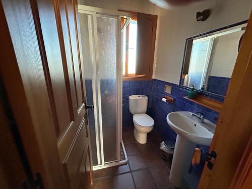 ein Bad mit einem WC und einem Waschbecken in der Unterkunft Casa Rural Amarilla in Avila