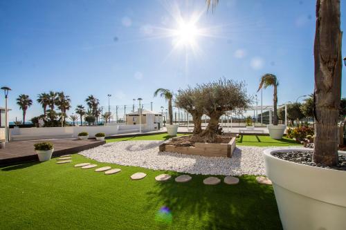 a park with palm trees and a grass field at ESPACIO 5 - Primera Línea de Playa in Cullera
