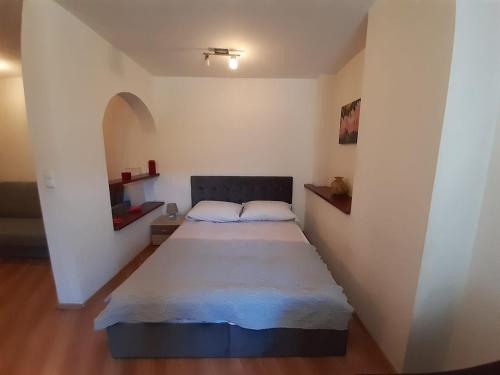 1 dormitorio con 1 cama grande en una habitación en Apartament studio, en Zakopane