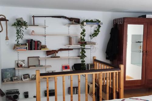 a room with white shelves on the wall at Charlami's Mansion in Polýdroson