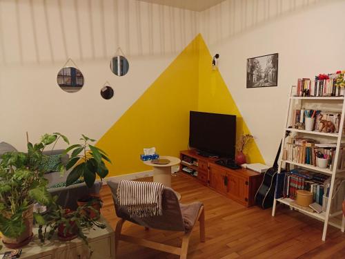 Televízia a/alebo spoločenská miestnosť v ubytovaní Chambre Noisy-le-Sec