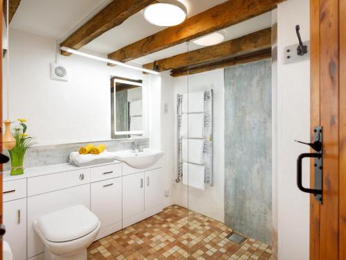 a bathroom with a toilet and a sink at Beech Cottage in Launceston