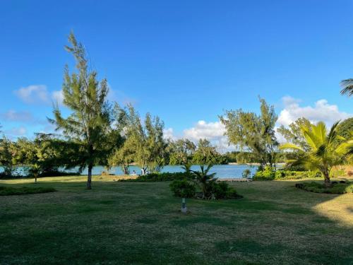 a park with trees and a body of water at Villa Barachois in Calodyne