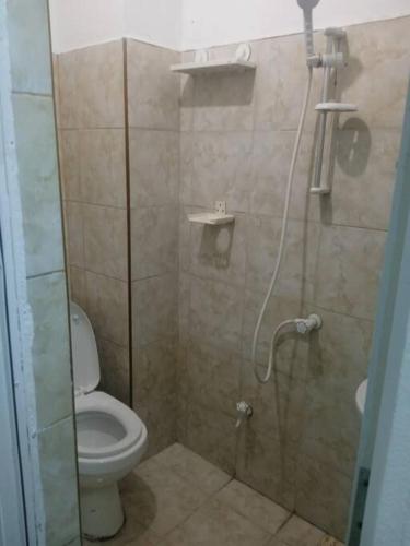 een badkamer met een douche en een toilet. bij Three D please send an enquiry before booking in Male City
