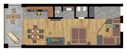 a floor plan of a living room with furniture at Hotel Lener in Vipiteno
