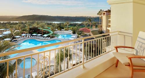 a balcony with a view of a resort at Park Hyatt Aviara in Carlsbad