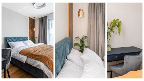 Posteľ alebo postele v izbe v ubytovaní Plac Unii Apartament Gdynia