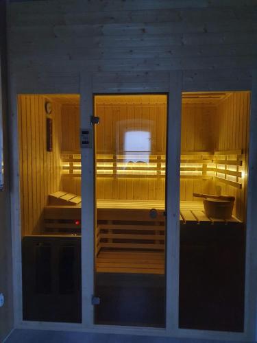 a view from the inside of a sauna at Niebieskie Drzwi in Kuty
